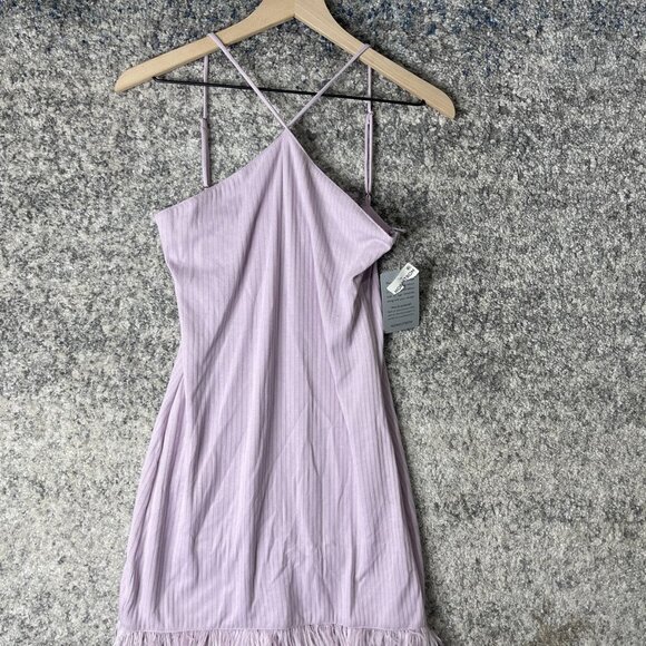 Saylor Dress Womens Small Lilac Ostrich Feather Hem Mini Spaghetti Strap Party - Picture 1 of 6